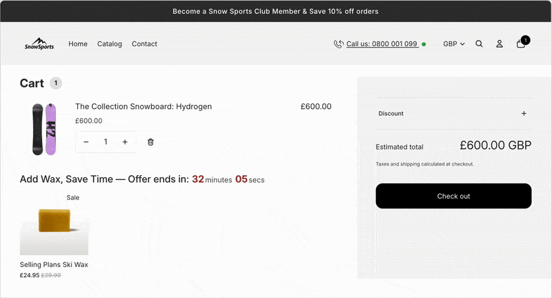 Countdown on Cart Page