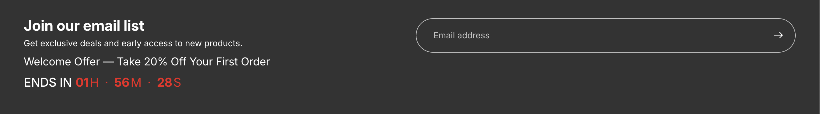 Countdown in Newsletter Section